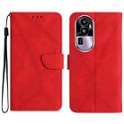 For OPPO Reno10 Stitching Embossed Leather Phone Case(Red) - 1