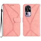For OPPO Reno10 Stitching Embossed Leather Phone Case(Pink) - 1