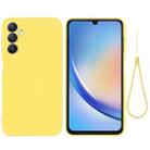 For Samsung Galaxy A25 5G Pure Color Liquid Silicone Shockproof Phone Case(Yellow) - 1