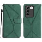 For vivo V27E 4G Global Stitching Embossed Leather Phone Case(Green) - 1