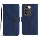 For vivo V27E 4G Global Stitching Embossed Leather Phone Case(Blue) - 1
