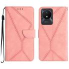 For vivo Y02A 4G / Y02 4G / Y11 2023 Stitching Embossed Leather Phone Case(Pink) - 1