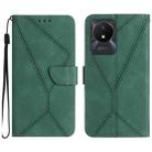 For vivo Y02A 4G / Y02 4G / Y11 2023 Stitching Embossed Leather Phone Case(Green) - 1