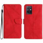 For vivo Y55S 5G 2023 / Y55 5G / T1 5G Stitching Embossed Leather Phone Case(Red) - 1