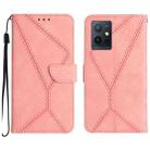 For vivo Y55S 5G 2023 / Y55 5G / T1 5G Stitching Embossed Leather Phone Case(Pink) - 1