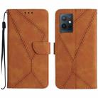 For vivo Y55S 5G 2023 / Y55 5G / T1 5G Stitching Embossed Leather Phone Case(Brown) - 1