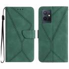 For vivo Y55S 5G 2023 / Y55 5G / T1 5G Stitching Embossed Leather Phone Case(Green) - 1