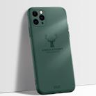 For iPhone 11 Pro Max Elk Pattern Shockproof Silicone Protective Case(Dark Green) - 1