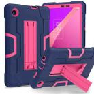 For TCL Tab 8 LE / WiFi Contrast Color Silicone Hybrid PC Tablet Case with Holder(Navy Blue Rose Red) - 1