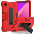 For TCL Tab 8 LE / WiFi Contrast Color Silicone Hybrid PC Tablet Case with Holder(Red Black) - 1