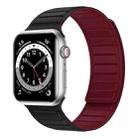 Magnetic Silicone Watch Band For Apple Watch 7 45mm(Black Wine Red) - 1