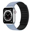 Magnetic Silicone Watch Band For Apple Watch SE 44mm(Light Blue Black) - 1