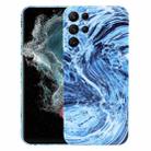 For Samsung Galaxy S22 Ultra 5G Marble Pattern Phone Case(Navy Blue White) - 1