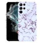 For Samsung Galaxy S22 Ultra 5G Marble Pattern Phone Case(Red White) - 1