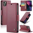 For iPhone 14 CaseMe 023 Butterfly Buckle Litchi Texture RFID Anti-theft Leather Phone Case(Wine Red) - 1