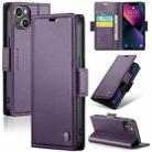 For iPhone 14 Plus CaseMe 023 Butterfly Buckle Litchi Texture RFID Anti-theft Leather Phone Case(Pearly Purple) - 1