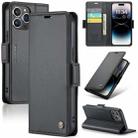 For iPhone 14 Pro CaseMe 023 Butterfly Buckle Litchi Texture RFID Anti-theft Leather Phone Case(Black) - 1