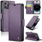 For iPhone 14 Pro CaseMe 023 Butterfly Buckle Litchi Texture RFID Anti-theft Leather Phone Case(Pearly Purple) - 1