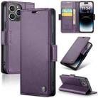 For iPhone 14 Pro Max CaseMe 023 Butterfly Buckle Litchi Texture RFID Anti-theft Leather Phone Case(Pearly Purple) - 1