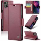 For iPhone 13 CaseMe 023 Butterfly Buckle Litchi Texture RFID Anti-theft Leather Phone Case(Wine Red) - 1