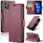 For iPhone 13 Pro CaseMe 023 Butterfly Buckle Litchi Texture RFID Anti-theft Leather Phone Case(Wine Red) - 1