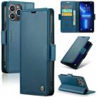 For iPhone 13 Pro CaseMe 023 Butterfly Buckle Litchi Texture RFID Anti-theft Leather Phone Case(Blue) - 1