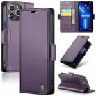 For iPhone 13 Pro CaseMe 023 Butterfly Buckle Litchi Texture RFID Anti-theft Leather Phone Case(Pearly Purple) - 1