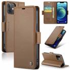 For iPhone 12 / 12 Pro CaseMe 023 Butterfly Buckle Litchi Texture RFID Anti-theft Leather Phone Case(Brown) - 1
