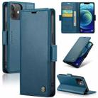 For iPhone 12 / 12 Pro CaseMe 023 Butterfly Buckle Litchi Texture RFID Anti-theft Leather Phone Case(Blue) - 1