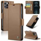 For iPhone 12 Pro Max CaseMe 023 Butterfly Buckle Litchi Texture RFID Anti-theft Leather Phone Case(Brown) - 1