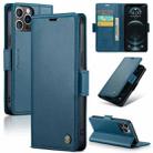 For iPhone 12 Pro Max CaseMe 023 Butterfly Buckle Litchi Texture RFID Anti-theft Leather Phone Case(Blue) - 1