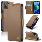 For iPhone 12 mini CaseMe 023 Butterfly Buckle Litchi Texture RFID Anti-theft Leather Phone Case(Brown) - 1