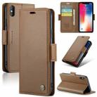 For iPhone XS Max CaseMe 023 Butterfly Buckle Litchi Texture RFID Anti-theft Leather Phone Case(Brown) - 1