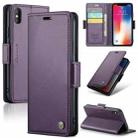 For iPhone XS Max CaseMe 023 Butterfly Buckle Litchi Texture RFID Anti-theft Leather Phone Case(Pearly Purple) - 1