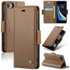 For iPhone SE 2022/SE 2020/6/7/8 CaseMe 023 Butterfly Buckle Litchi Texture RFID Anti-theft Leather Phone Case(Brown) - 1