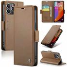 For iPhone 15 Pro CaseMe 023 Butterfly Buckle Litchi Texture RFID Anti-theft Leather Phone Case(Brown) - 1