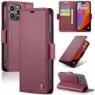 For iPhone 15 Pro CaseMe 023 Butterfly Buckle Litchi Texture RFID Anti-theft Leather Phone Case(Wine Red) - 1