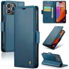 For iPhone 15 Pro CaseMe 023 Butterfly Buckle Litchi Texture RFID Anti-theft Leather Phone Case(Blue) - 1