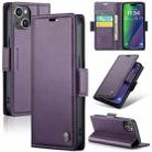 For iPhone 15 CaseMe 023 Butterfly Buckle Litchi Texture RFID Anti-theft Leather Phone Case(Pearly Purple) - 1