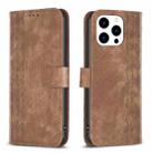 For iPhone 14 Pro Plaid Embossed Leather Phone Case(Brown) - 1