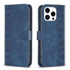 For iPhone 14 Pro Max Plaid Embossed Leather Phone Case(Blue) - 1