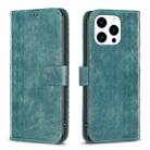 For iPhone 14 Pro Max Plaid Embossed Leather Phone Case(Green) - 1