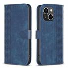 For iPhone 13 Plaid Embossed Leather Phone Case(Blue) - 1