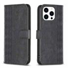 For iPhone 13 Pro Plaid Embossed Leather Phone Case(Black) - 1