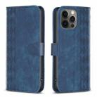 For iPhone 12 Pro Max Plaid Embossed Leather Phone Case(Blue) - 1