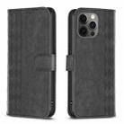 For iPhone 12 Pro Max Plaid Embossed Leather Phone Case(Black) - 1