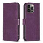 For iPhone 12 Pro Max Plaid Embossed Leather Phone Case(Purple) - 1