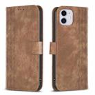 For iPhone 11 Plaid Embossed Leather Phone Case(Brown) - 1