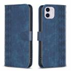 For iPhone 11 Plaid Embossed Leather Phone Case(Blue) - 1