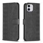 For iPhone 11 Plaid Embossed Leather Phone Case(Black) - 1
